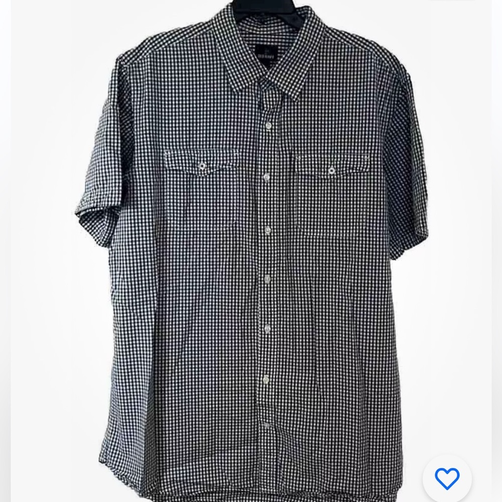 Old Navy Green White Short Sleeve Button Down w Front Pkts Sz XXL